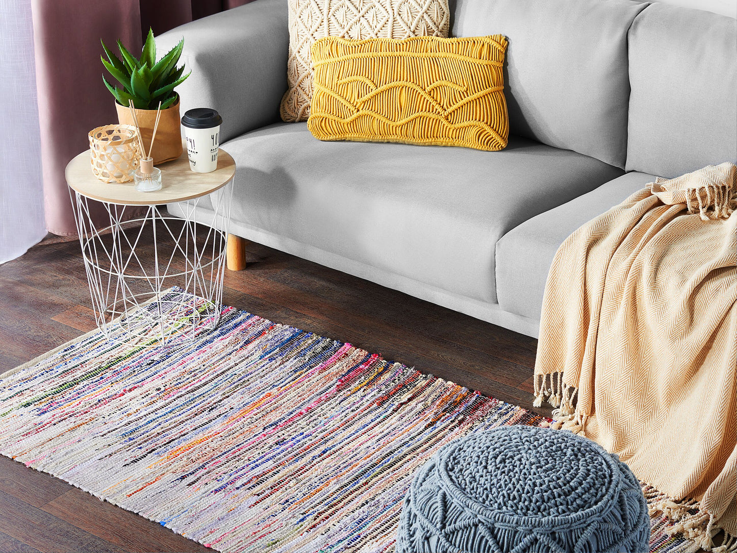 Teppich Baumwolle bunt 80 x 150 cm Kurzflor MERSIN