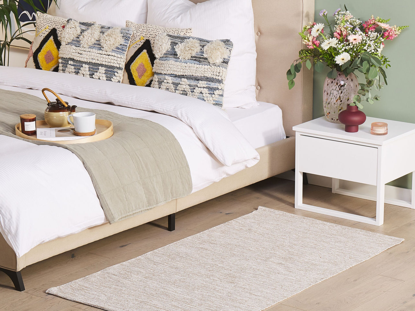 Teppich Baumwolle beige 80 x 150 cm Kurzflor DERINCE