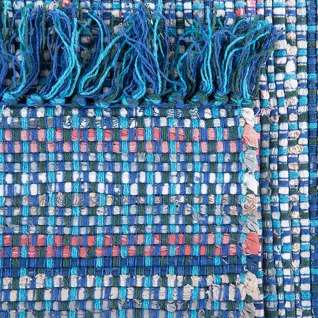 Teppich Baumwolle blau 140 x 200 cm Kurzflor BESNI