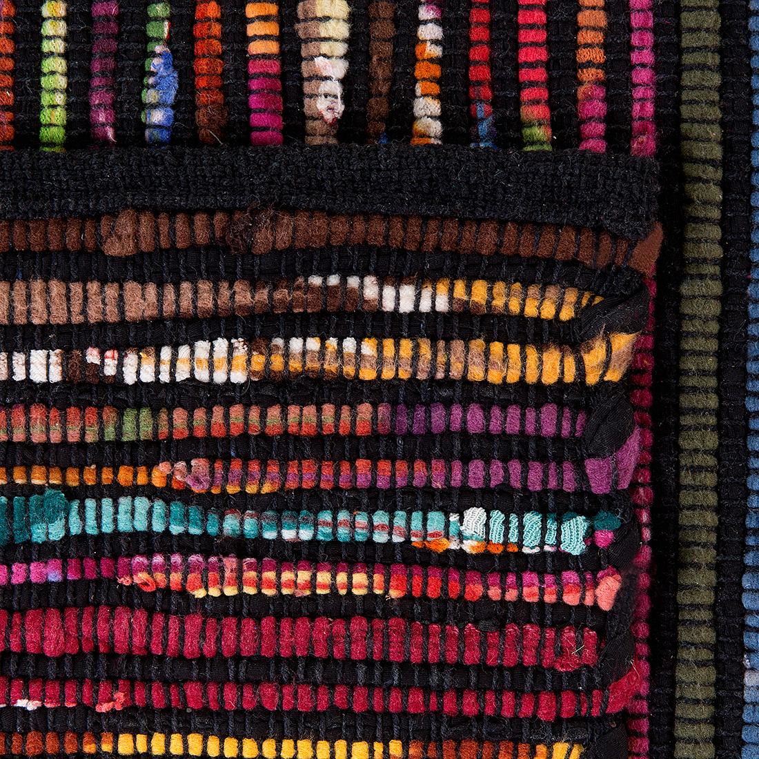 Teppich Baumwolle bunt-schwarz 140 x 200 cm abstraktes Muster Kurzflor BARTIN