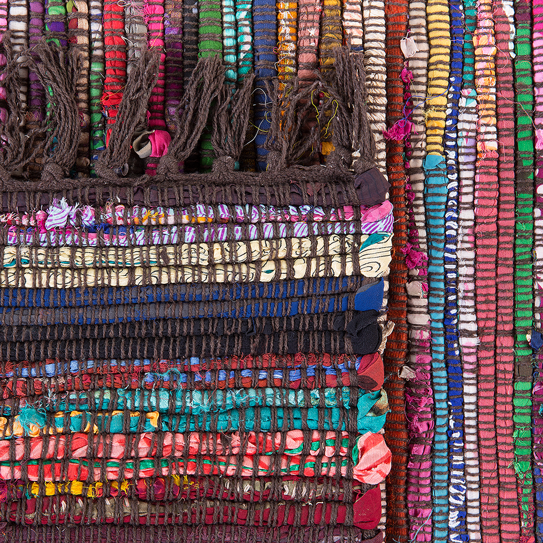 Teppich Baumwolle dunkelbunt 140 x 200 cm Kurzflor DANCA