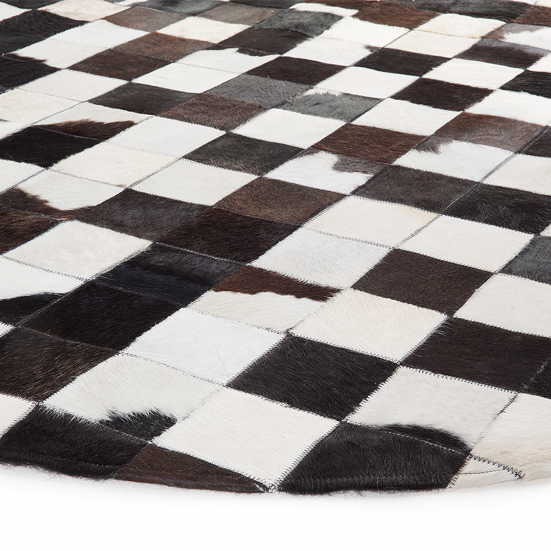 Teppich Kuhfell schwarz-weiss ⌀ 140 cm Patchwork Kurzflor BERGAMA