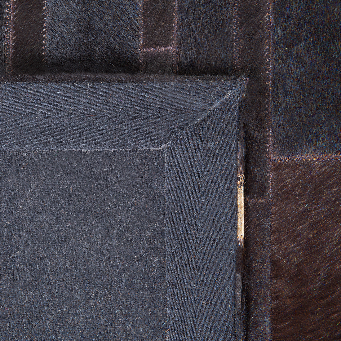 Teppich Kuhfell braun-gold 140 x 200 cm Patchwork Kurzflor ARTVIN