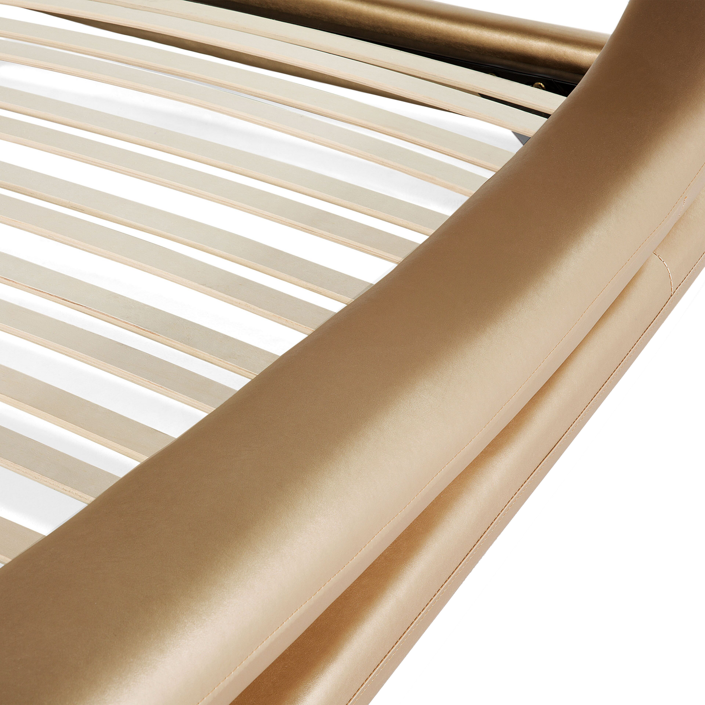 Lederbett gold Lattenrost 160 x 200 cm AVIGNON