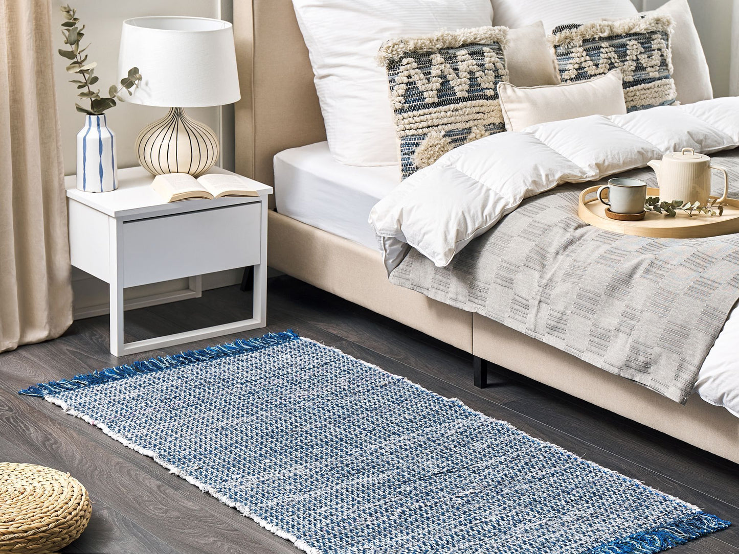 Teppich Baumwolle blau 80 x 150 cm Kurzflor BESNI