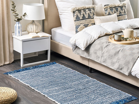 Teppich Baumwolle blau 80 x 150 cm Kurzflor BESNI