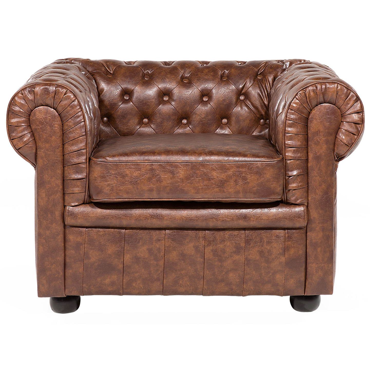 Sessel CHESTERFIELD Kunstleder Goldbraun