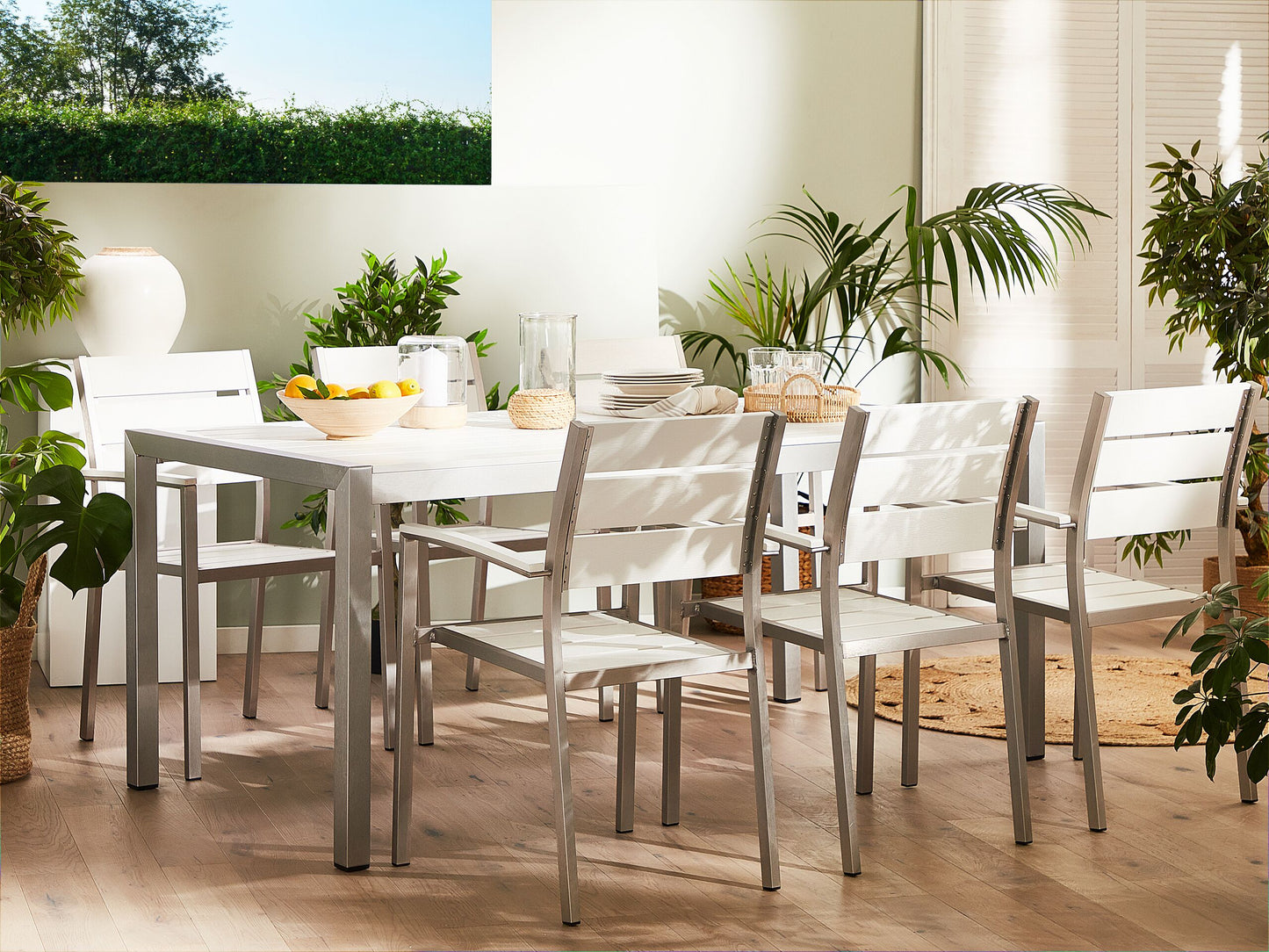 Gartenmöbel Set 6-Sitzer VERNIO Weiss