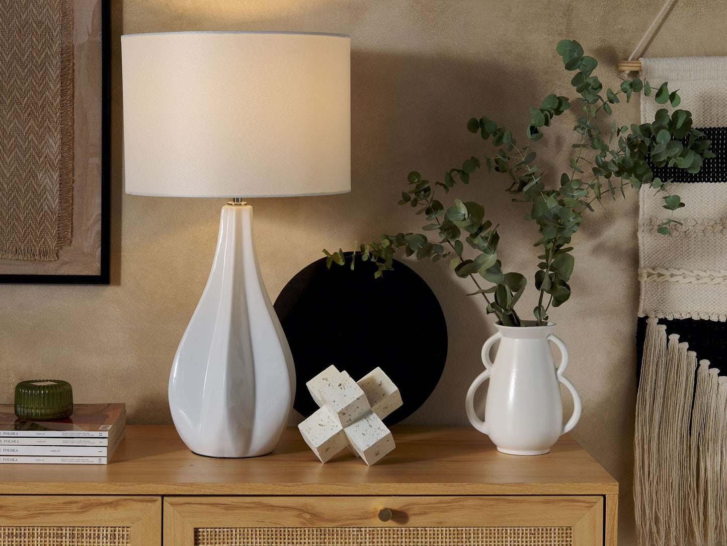 Tischleuchte SANTEE Porzellan Cremeweiss