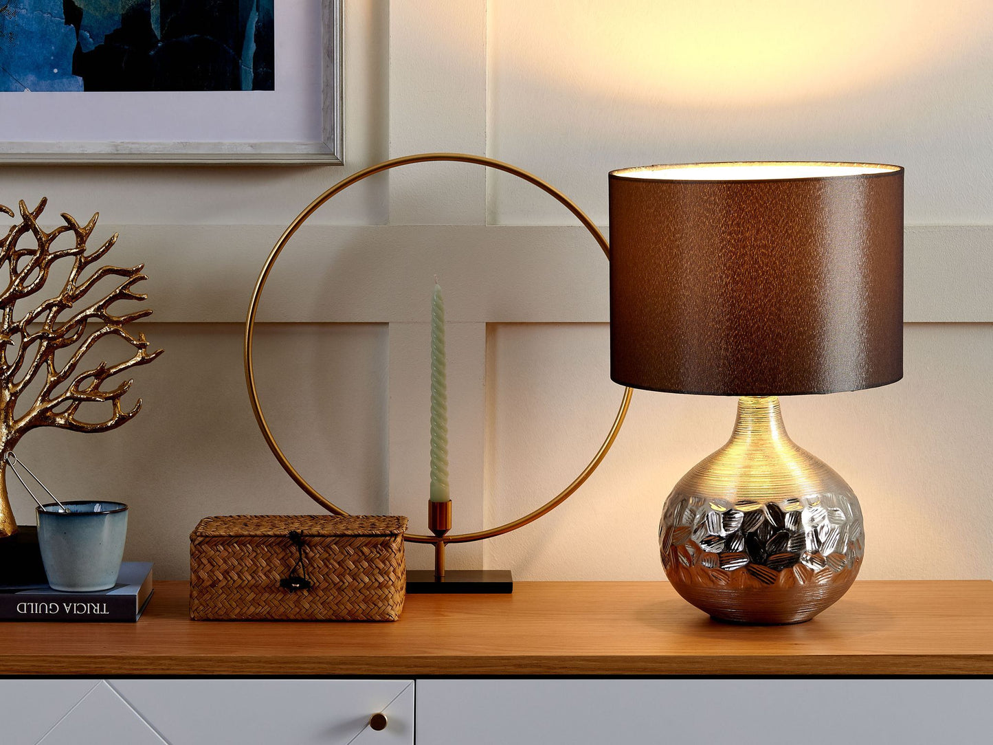 Tischleuchte YAKIMA Porzellan Grau