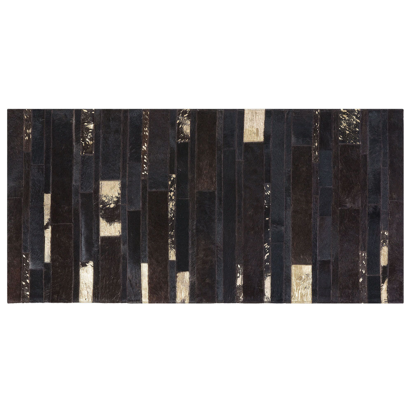 Teppich Kuhfell braun-gold 80 x 150 cm Patchwork Kurzflor ARTVIN