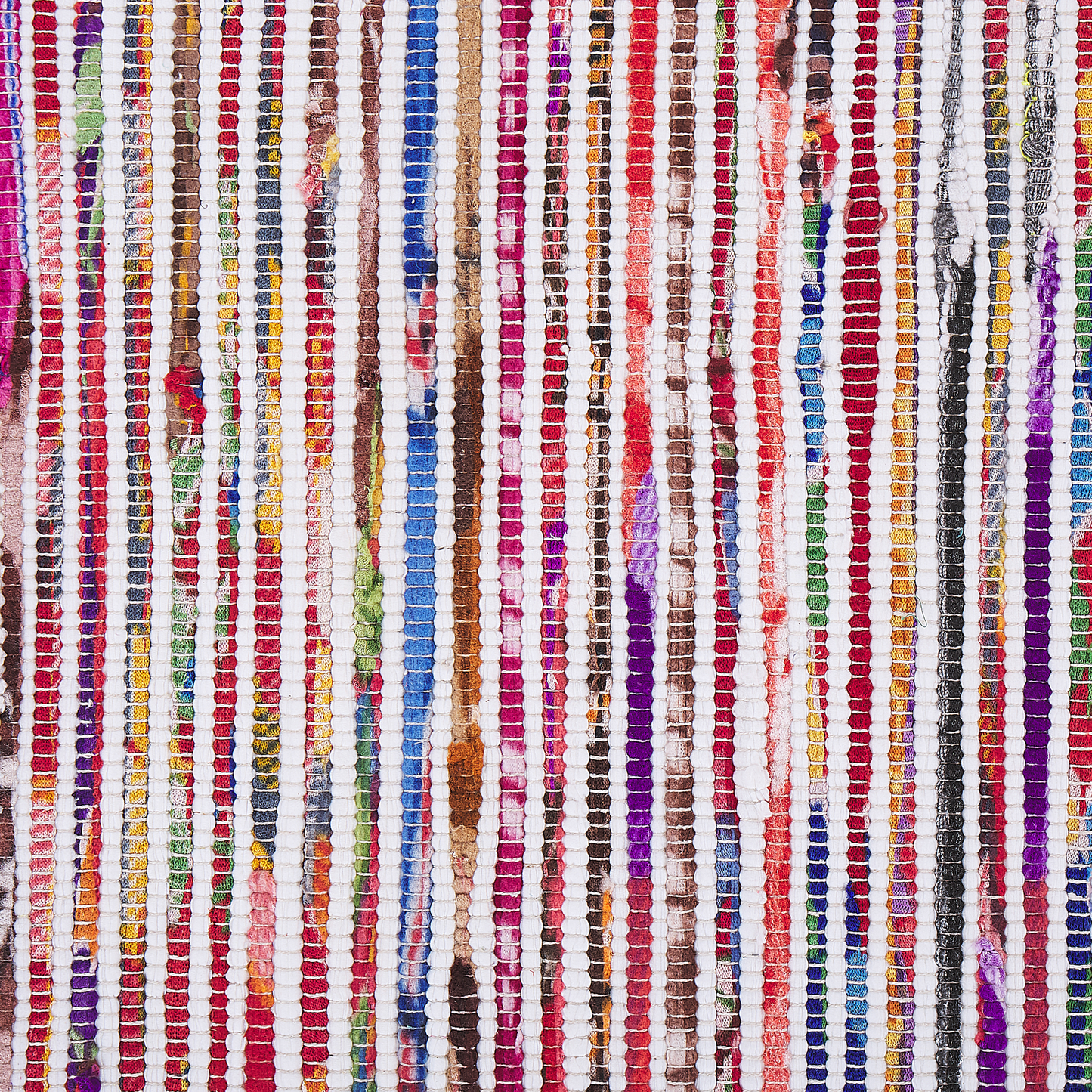 Teppich Baumwolle bunt-weiss 80 x 150 cm abstraktes Muster Kurzflor BARTIN