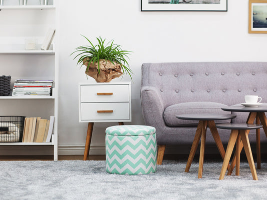 Hocker mit Deckel mintgrün / weiss ⌀ 35 cm TUNICA