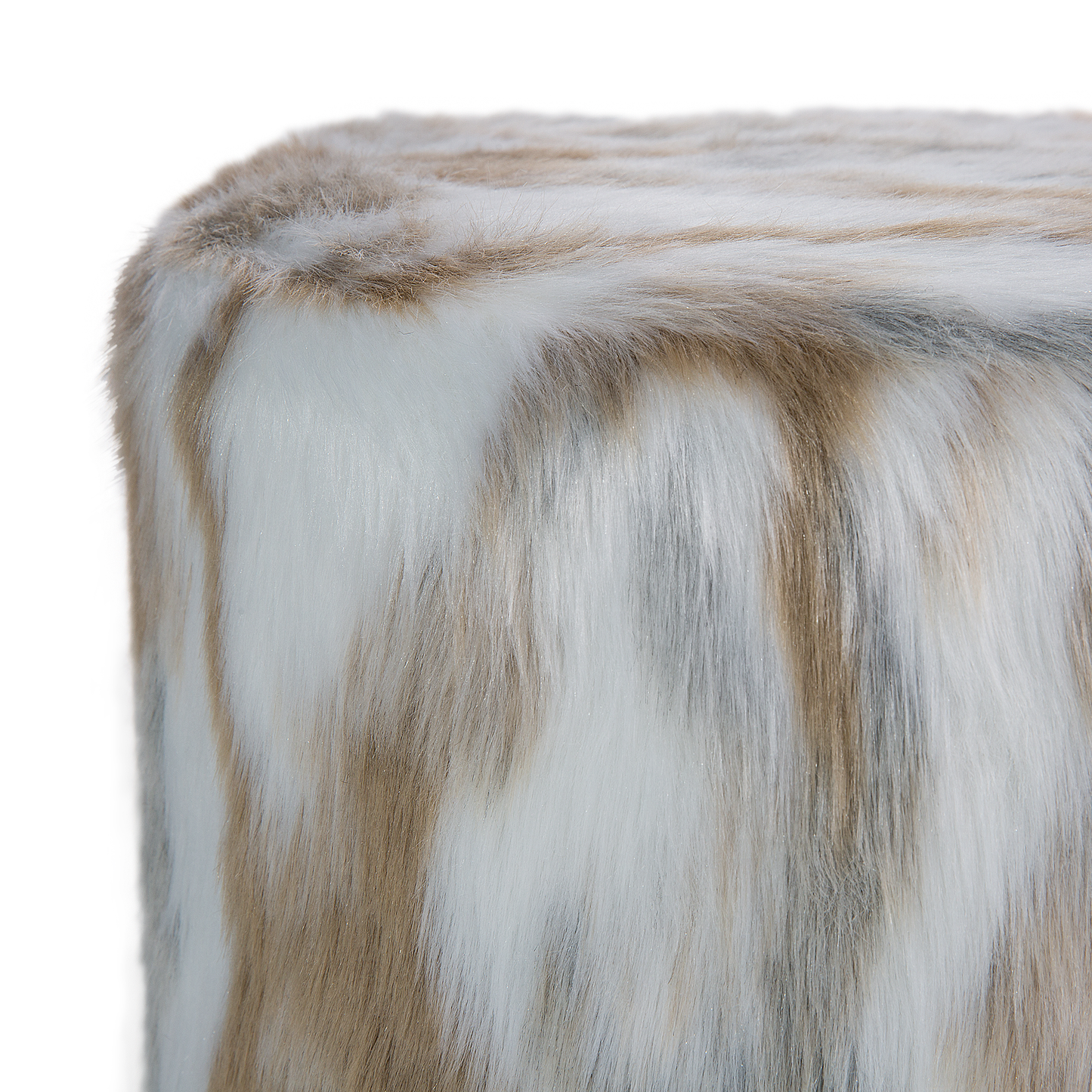 Hocker Felloptik / Gummibaumholz mehrfarbig TEXAS