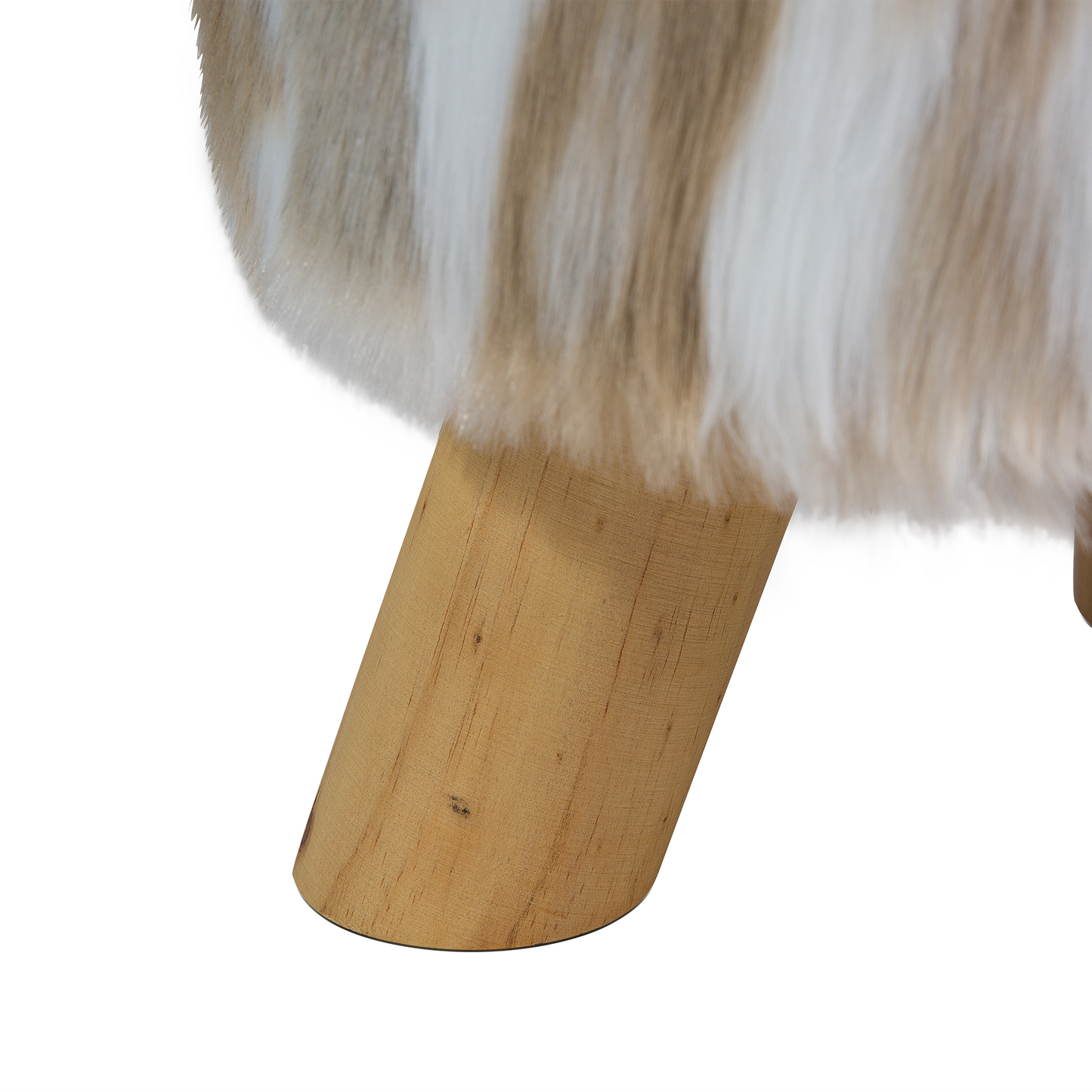 Hocker Felloptik / Gummibaumholz mehrfarbig TEXAS