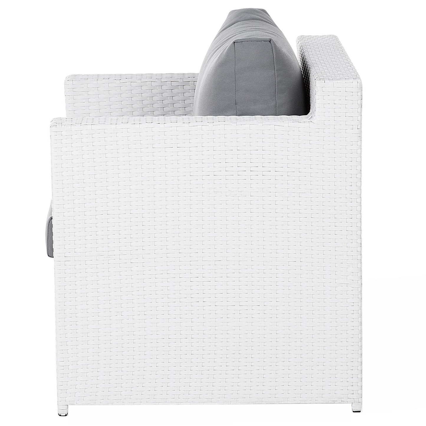 Lounge Set mit Tisch und Ottomane 6-Sitzer ROMA Polyrattan Weiss