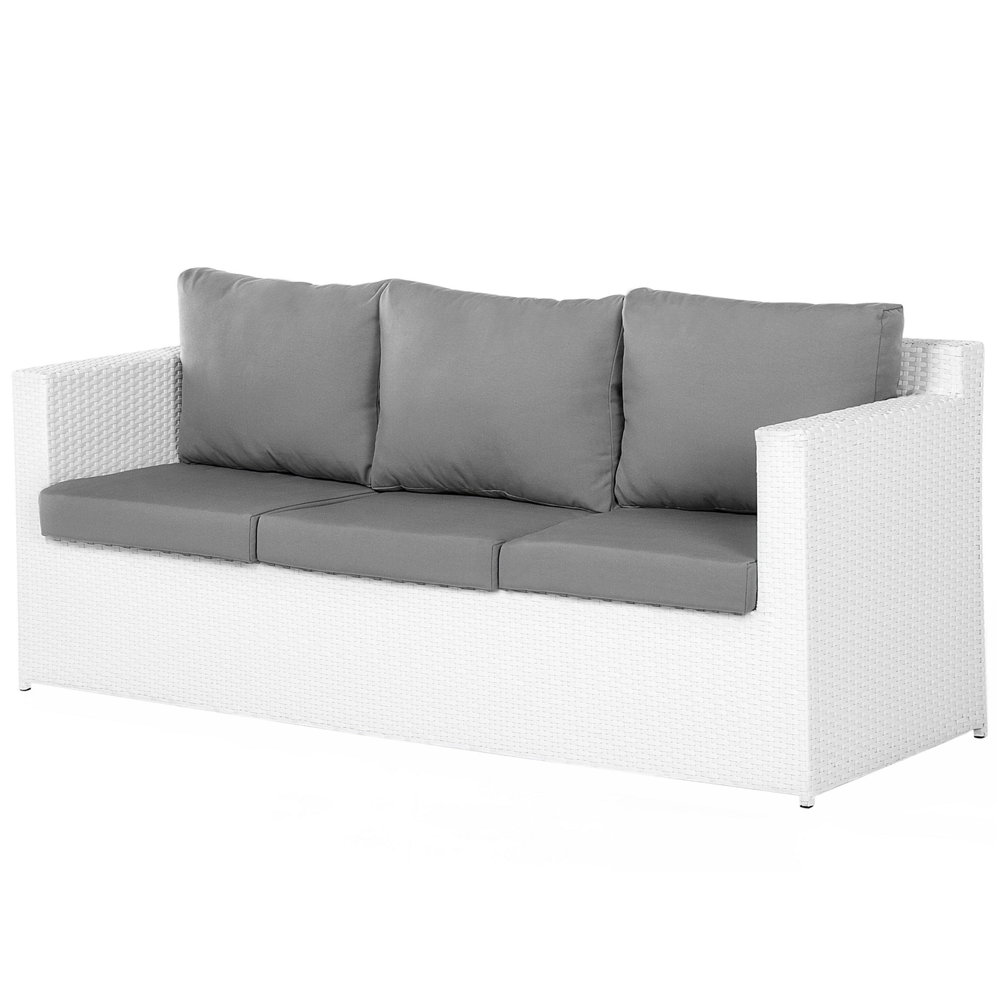 Lounge Set mit Tisch und Ottomane 6-Sitzer ROMA Polyrattan Weiss
