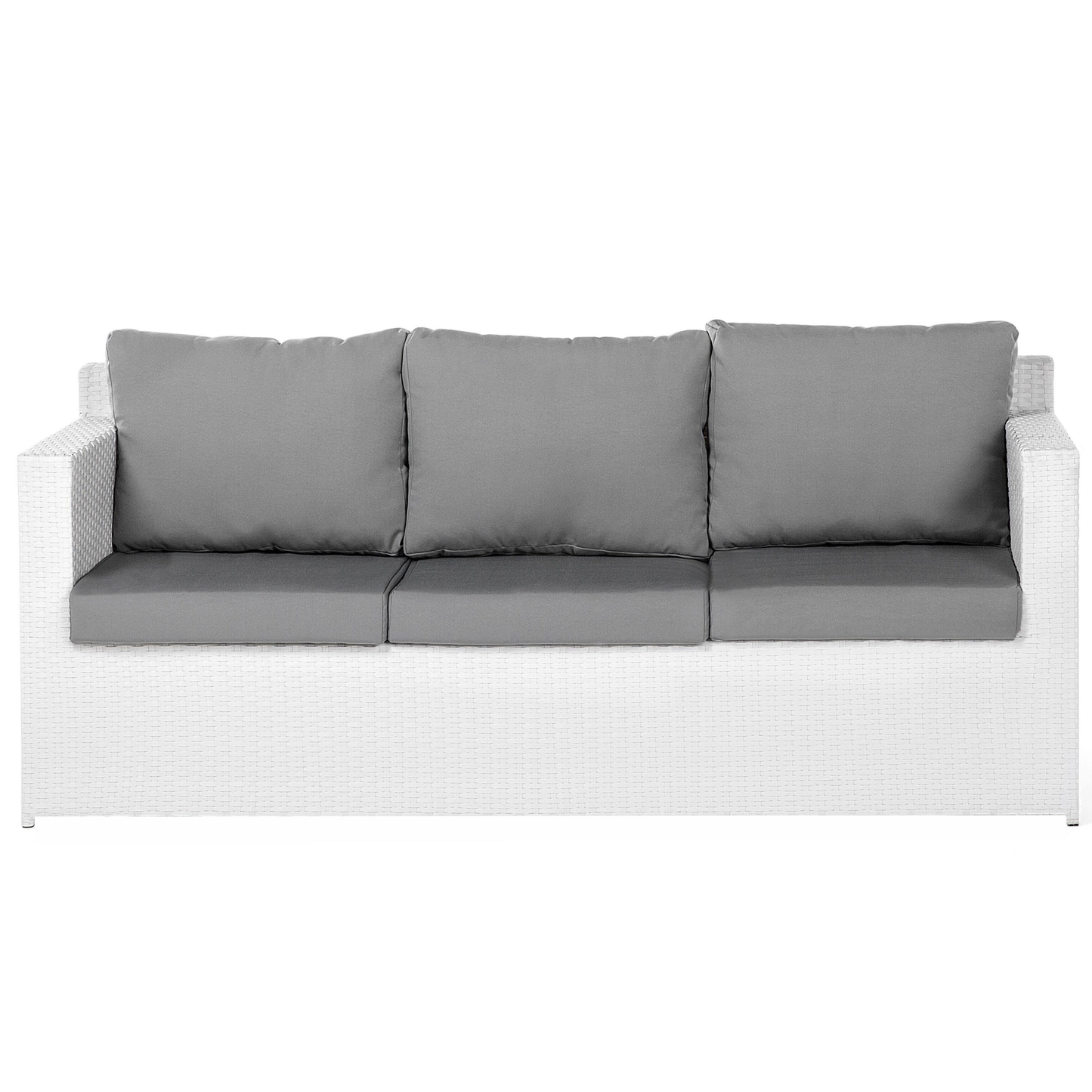Lounge Set mit Tisch und Ottomane 6-Sitzer ROMA Polyrattan Weiss