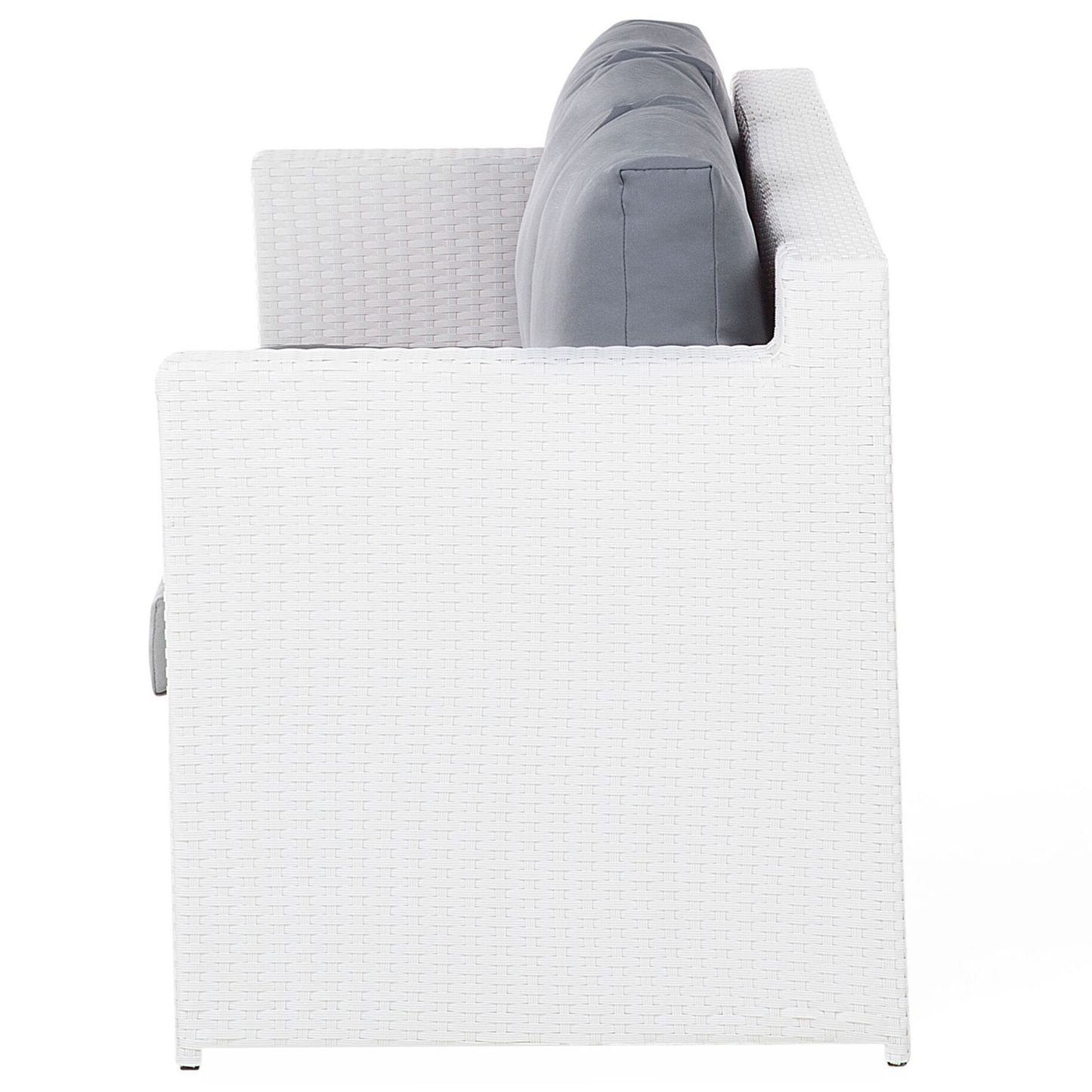 Lounge Set mit Tisch und Ottomane 6-Sitzer ROMA Polyrattan Weiss