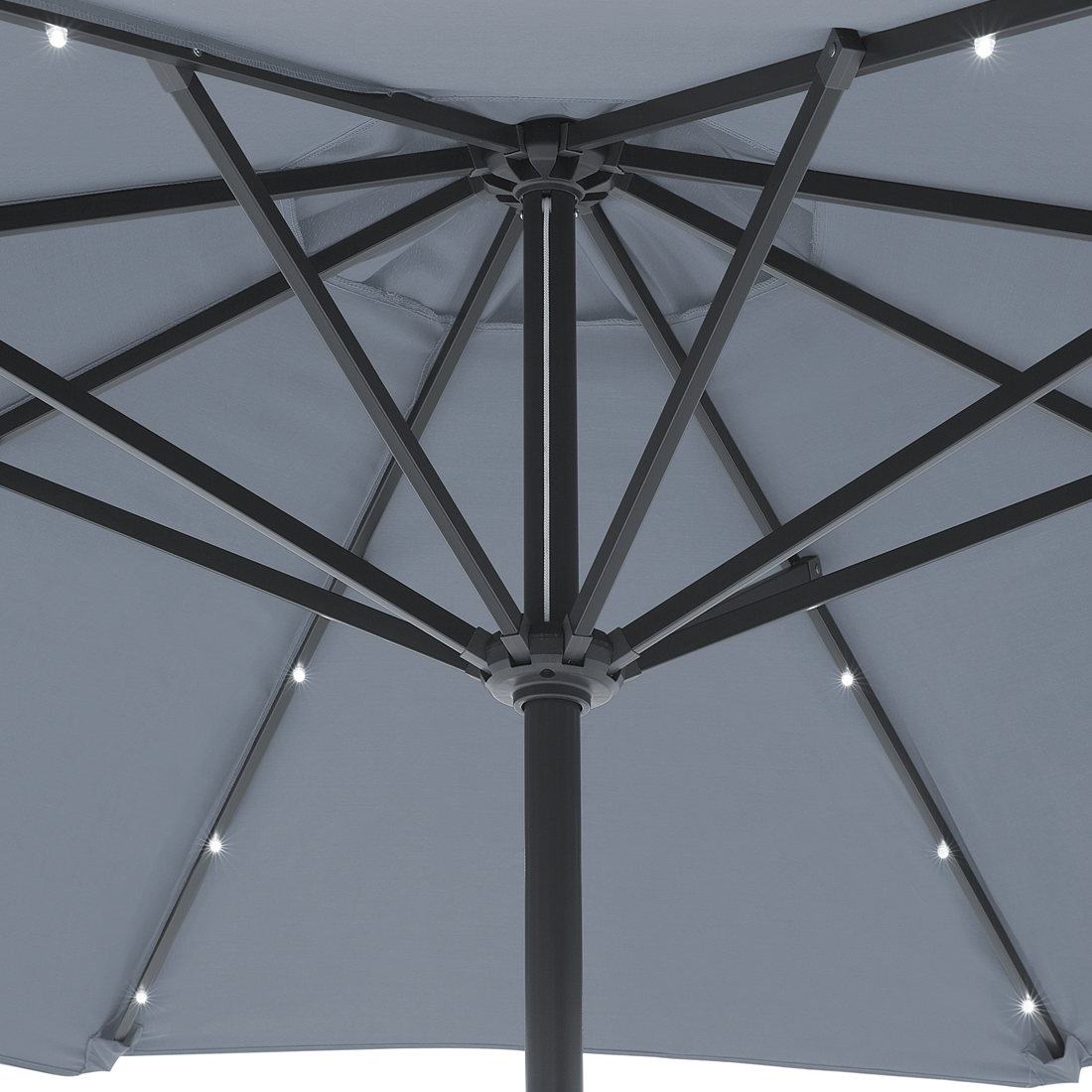 Sonnenschirm LED-Beleuchtung ⌀ 266 cm dunkelgrau RAPALLO
