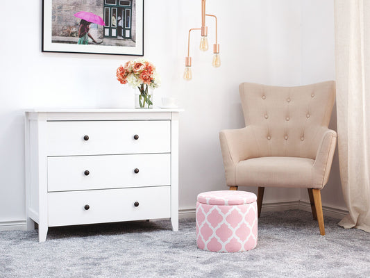 Hocker mit Deckel rosa-weiss ⌀ 35 cm TUNICA