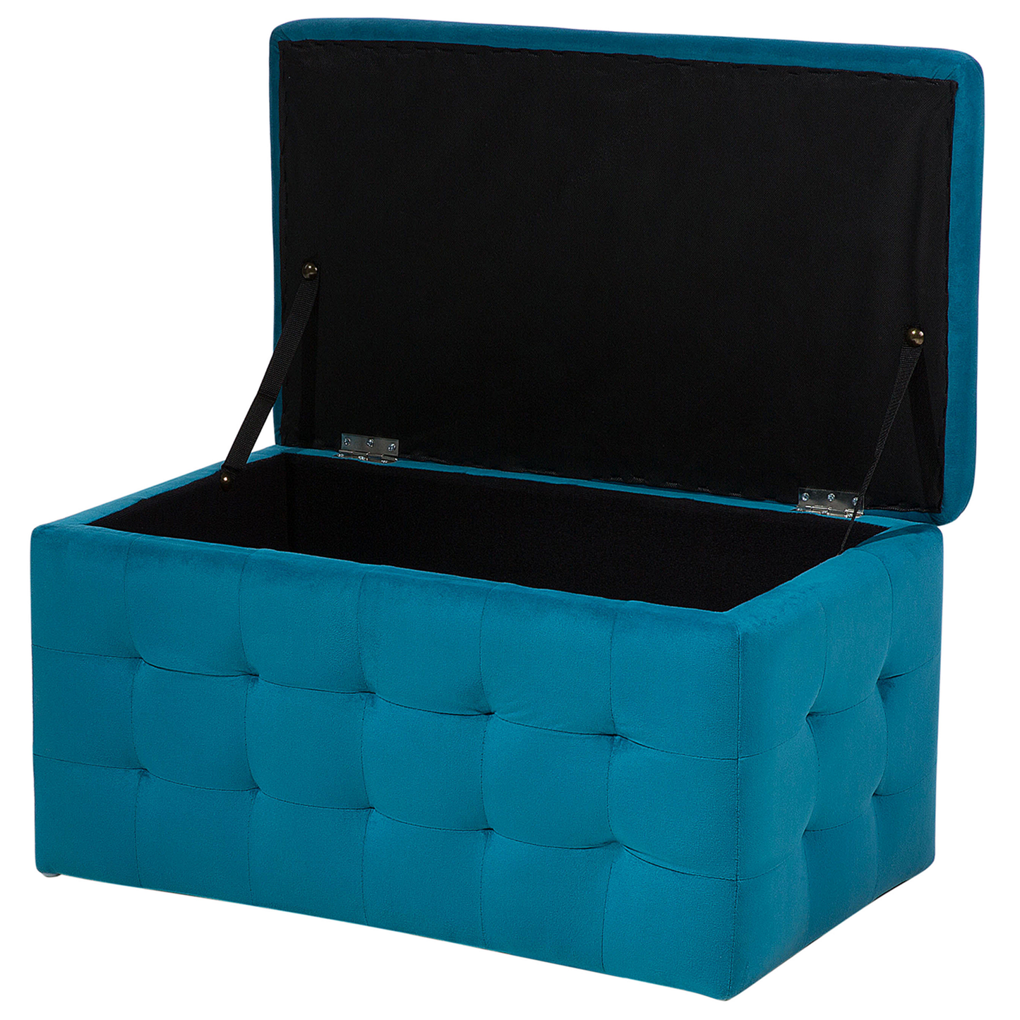 Aufbewahrungshocker MICHIGAN Samtstoff 72 cm 42 cm Seeblau