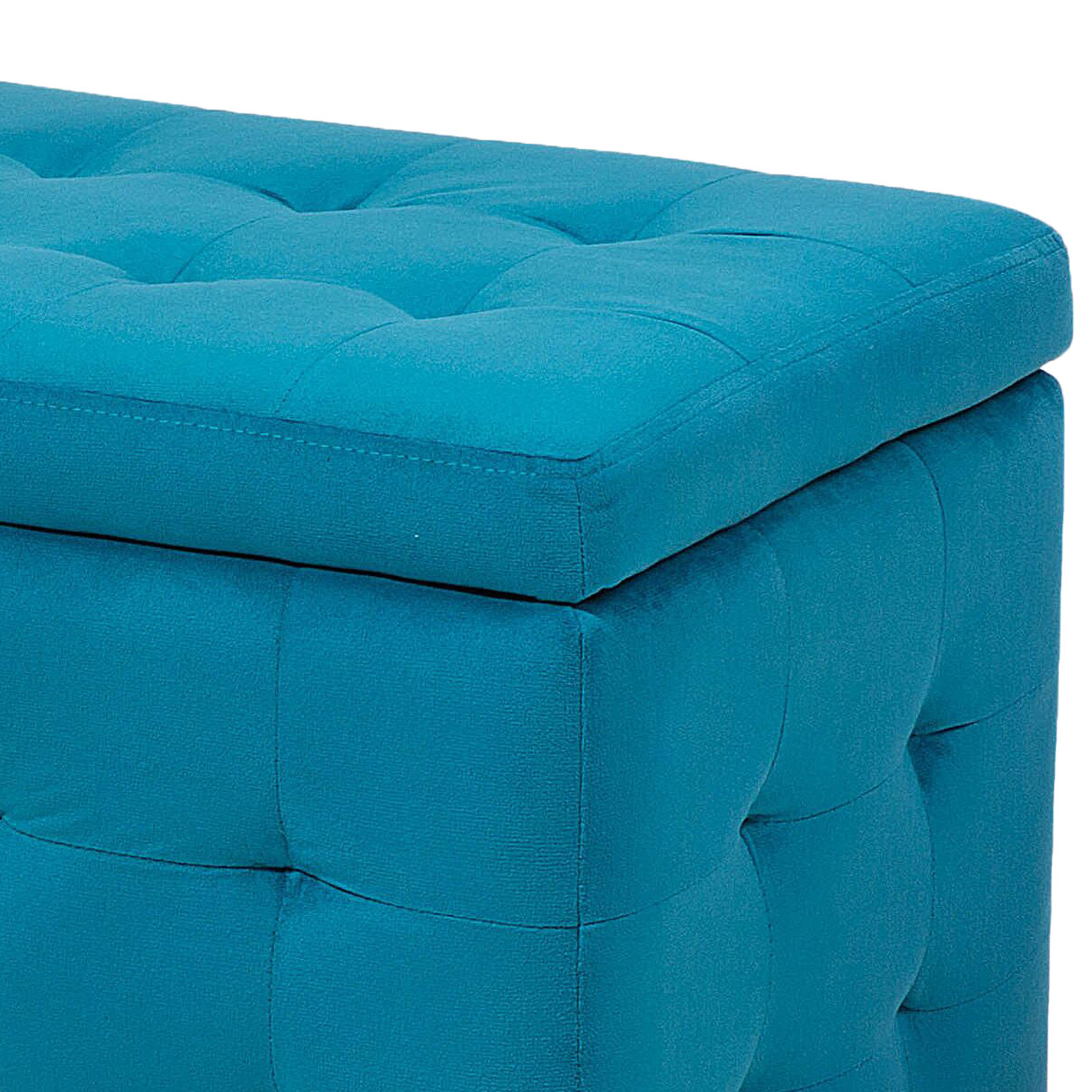Aufbewahrungshocker MICHIGAN Samtstoff 72 cm 42 cm Seeblau