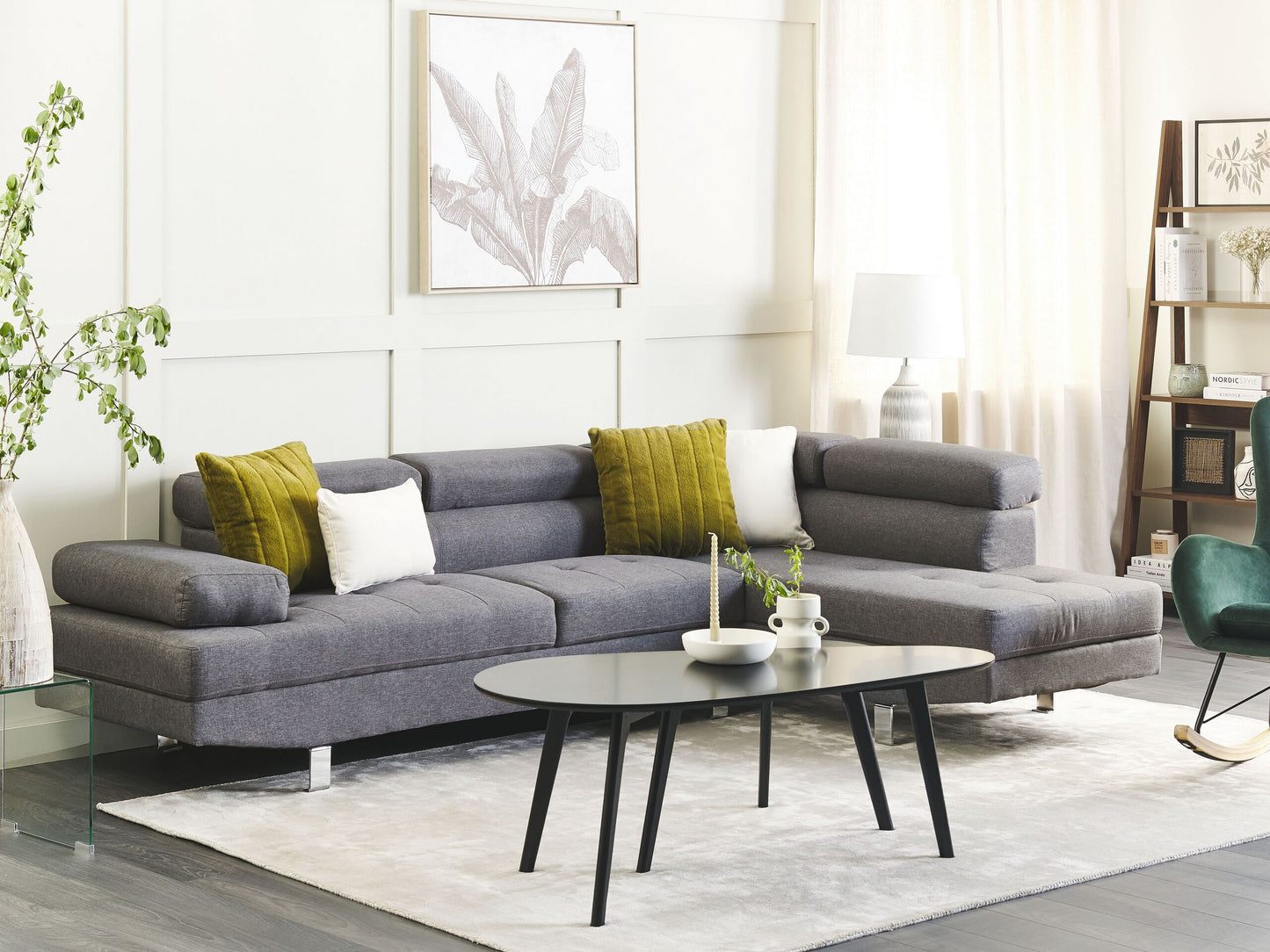 5-Sitzer Ecksofa grau linksseitig NORREA