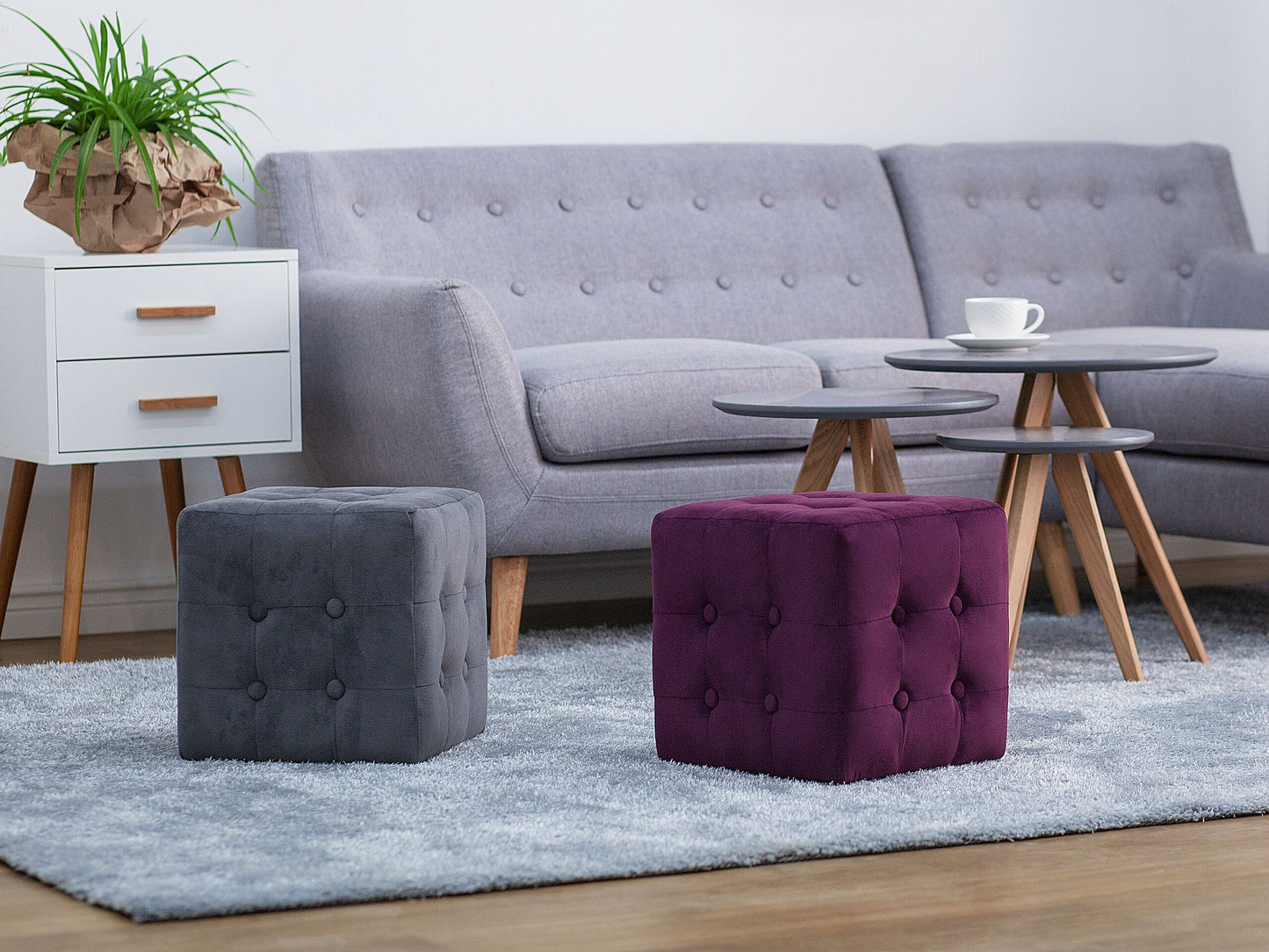 Pouf Samtstoff violett 36 x 36 cm WISCONSIN