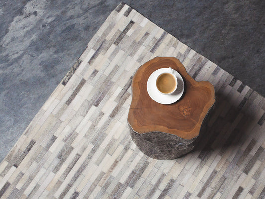 Teppich Kuhfell grau 160 x 230 cm Patchwork Kurzflor AHILLI