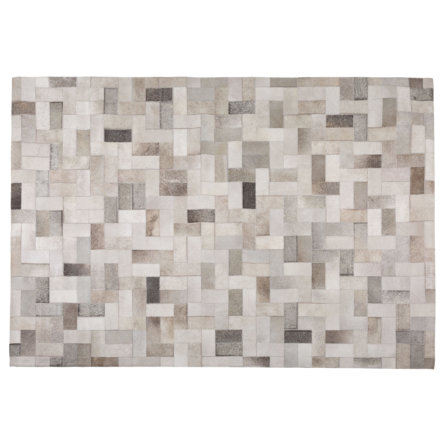Teppich Leder grau-beige 140 x 200 cm Patchwork Kurzflor KORFEZ