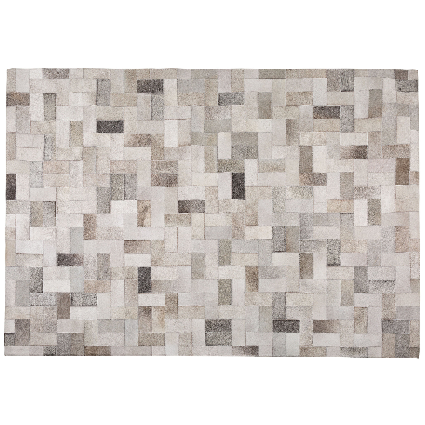 Teppich Leder grau-beige 160 x 230 cm Patchwork Kurzflor KORFEZ