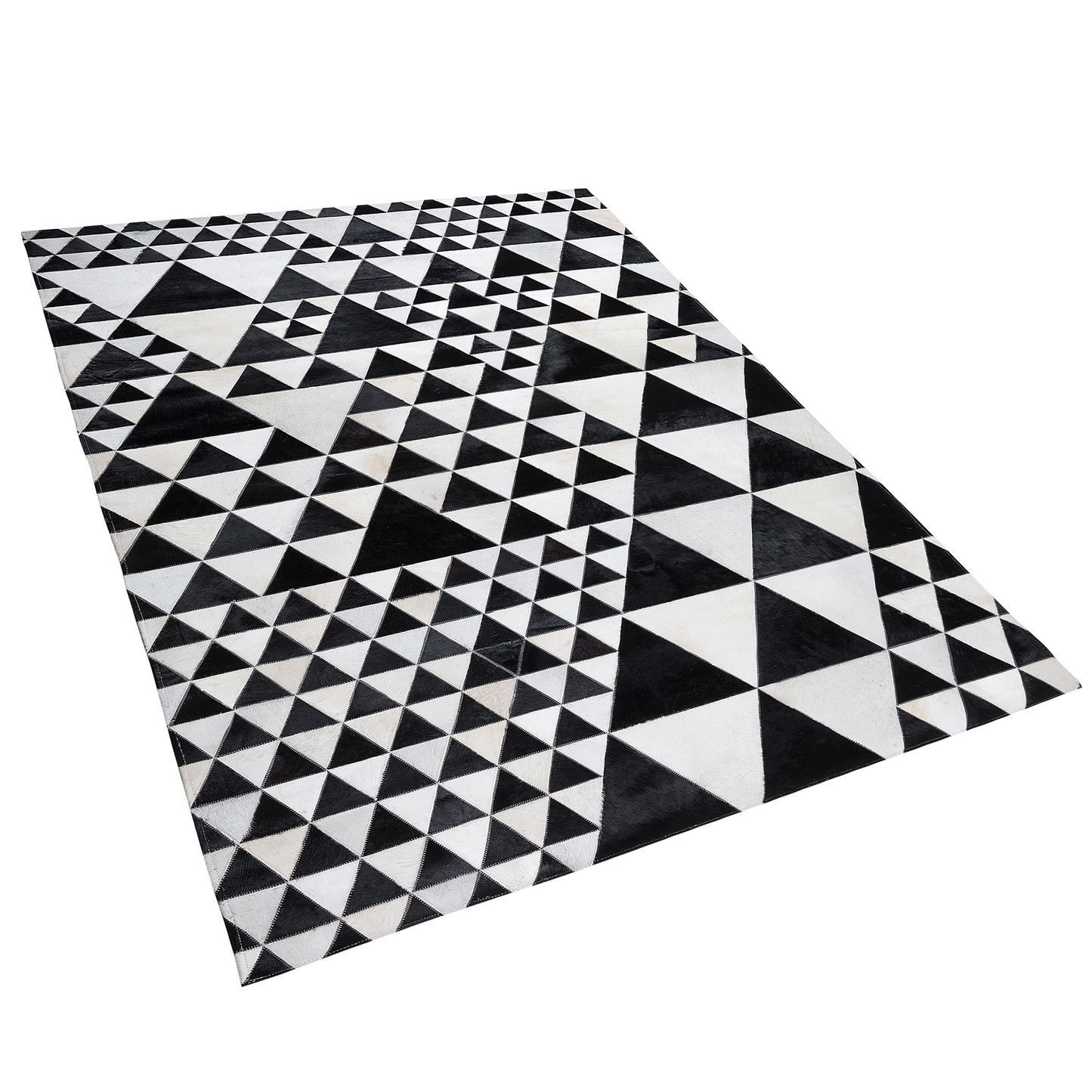 Teppich Kuhfell schwarz-weiss 160 x 230 cm geometrisches Muster Kurzflor ODEMIS