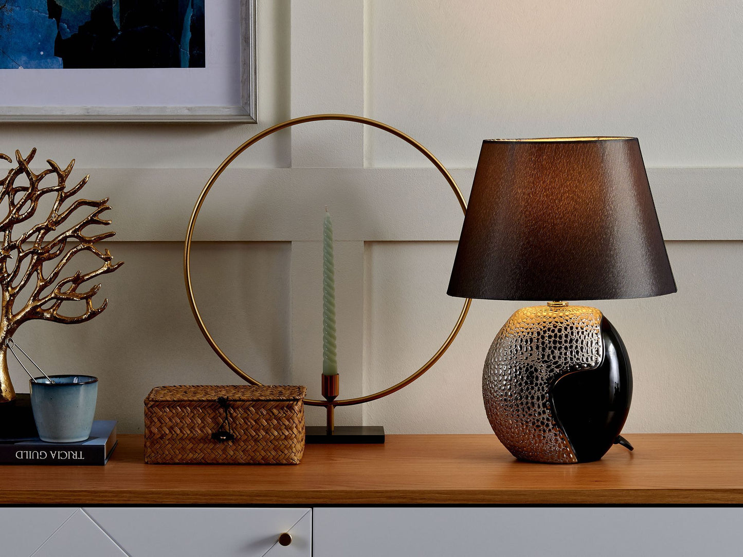 Tischleuchte ARGUN Keramik Grau