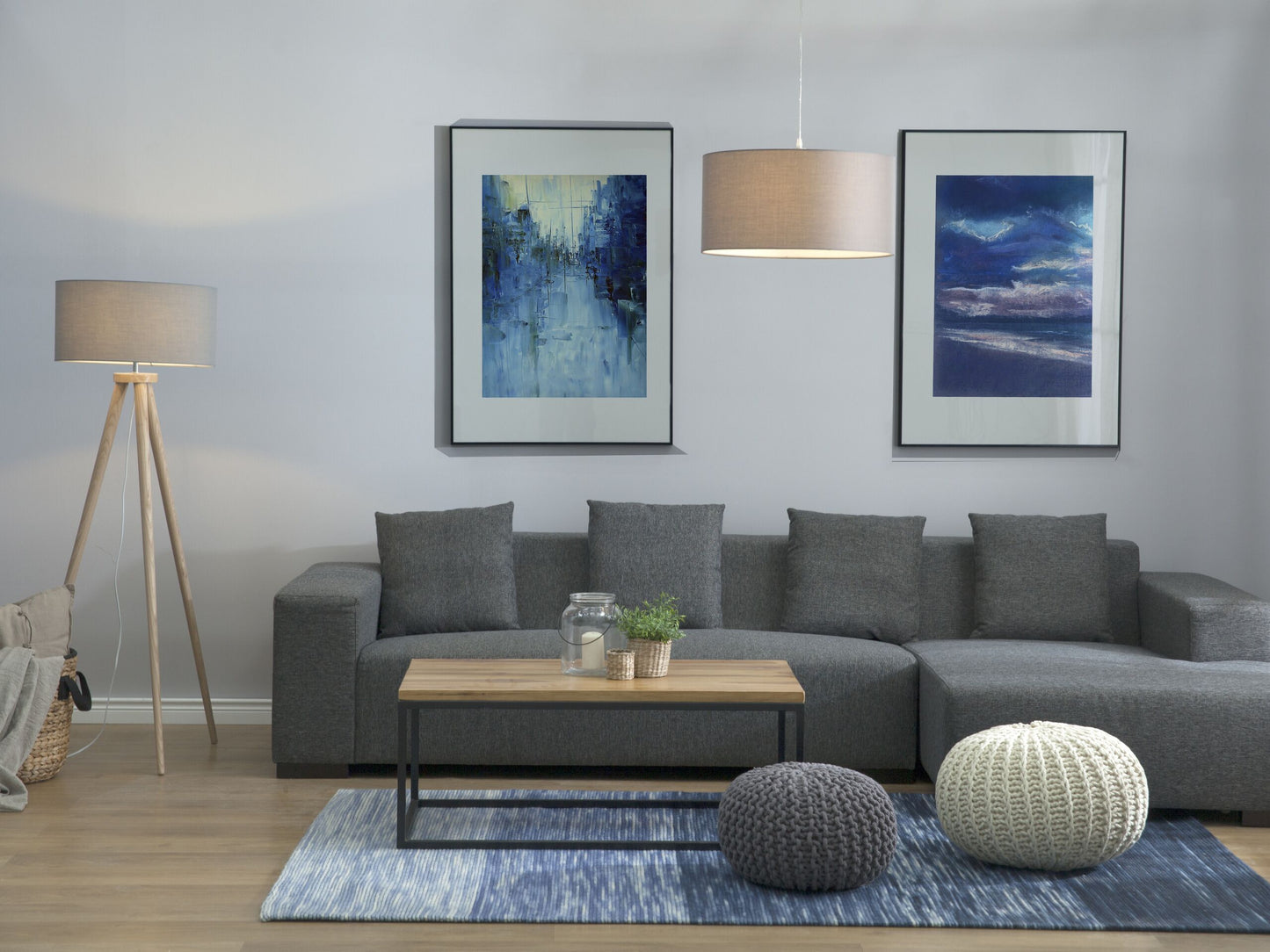 Stehlampe NITRA Holz Grau