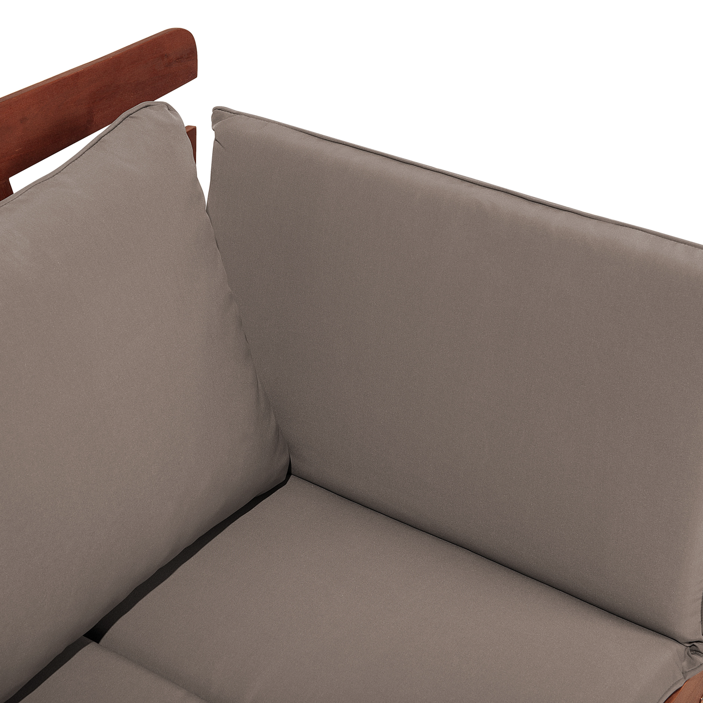 Gartenbank mit Auflage PORTICI 210 cm Eukalyptusholz Dunkelbraun / Taupe