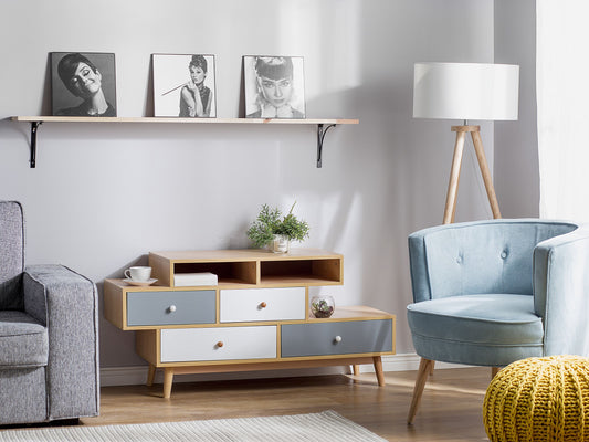 Kommode mit 4 Schubladen IRVINE 59 cm Braun / Weiss