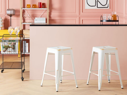 Barhocker 2er Set Metall Weiss CABRILLO