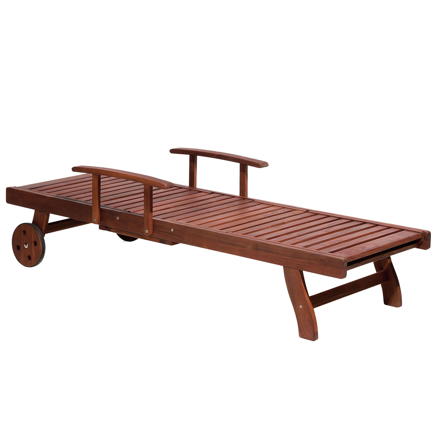 Gartenliege Akazienholz dunkelbraun Auflage grau-beige rollbar TOSCANA