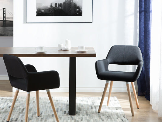 Esszimmerstuhl 2er Set CHICAGO Stoff Schwarz
