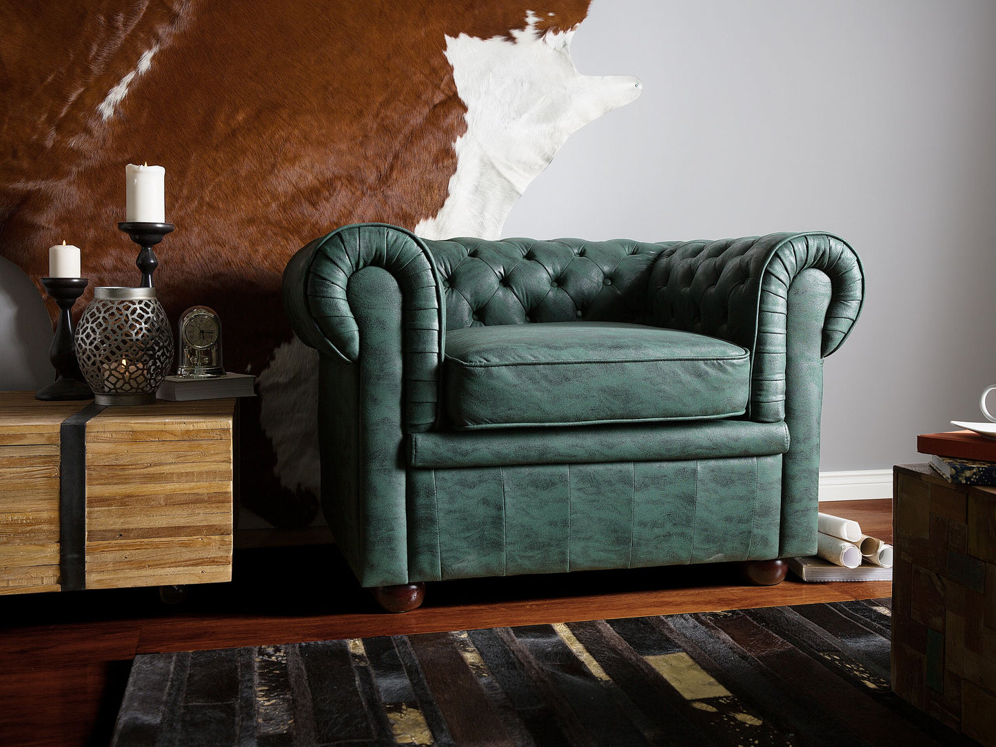 Sessel CHESTERFIELD Kunstleder Grün