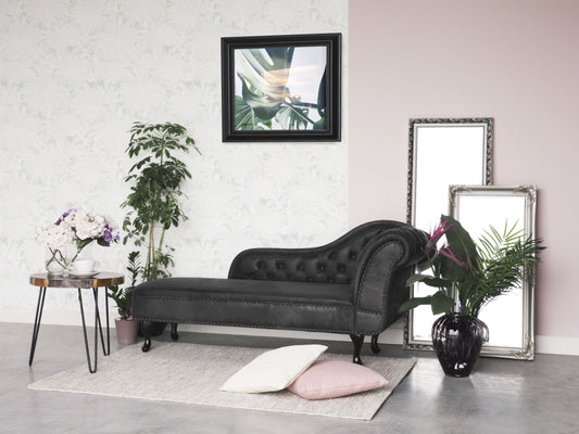 Chaiselongue Kunstwildleder dunkelgrau rechtsseitig NIMES