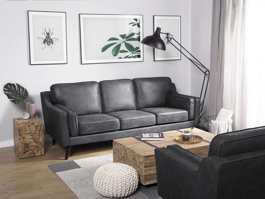 3-Sitzer Sofa Kunstleder grau LOKKA