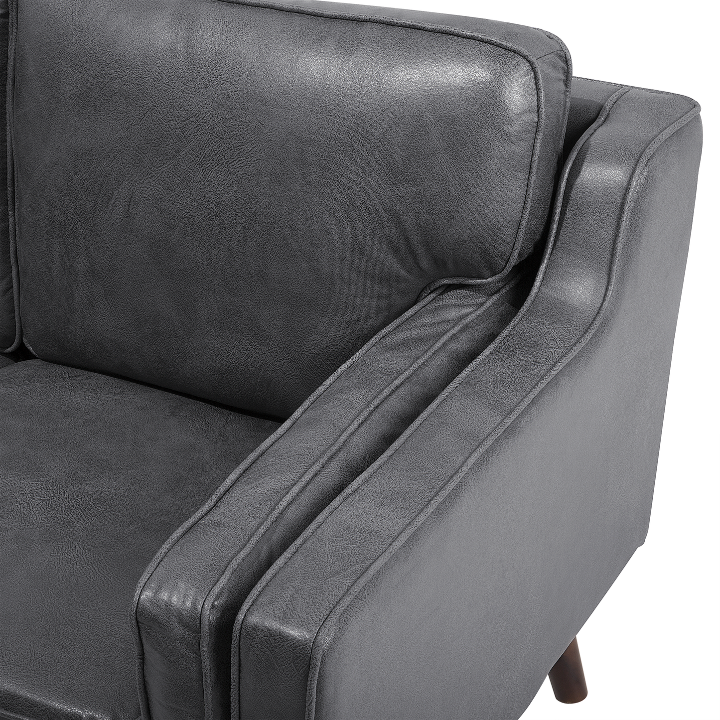 3-Sitzer Sofa Kunstleder grau LOKKA