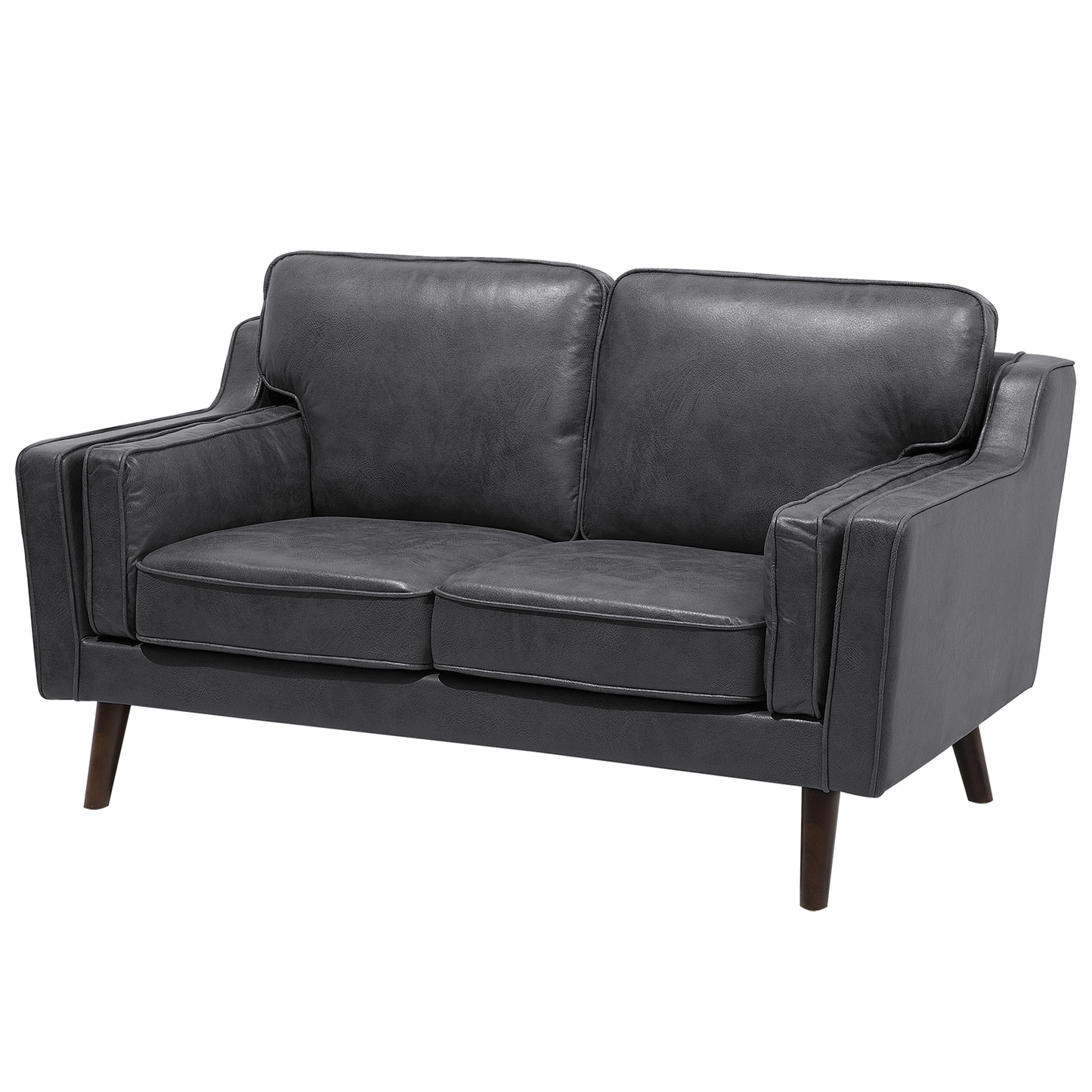 2-Sitzer Sofa Kunstleder grau LOKKA