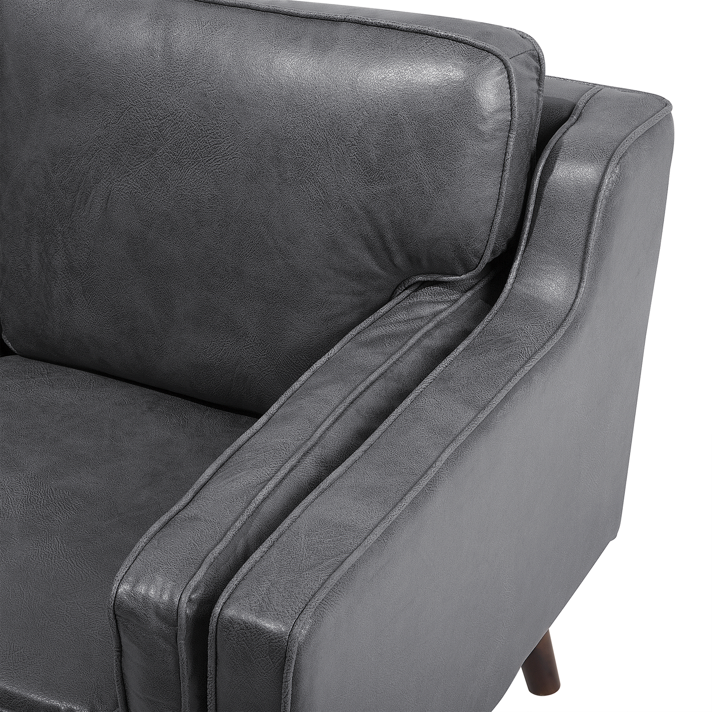 2-Sitzer Sofa Kunstleder grau LOKKA