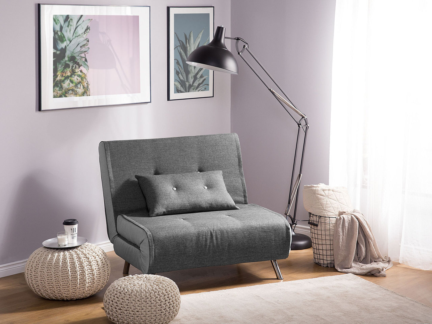 1-SItzer Schlafsofa dunkelgrau / silber FARRIS