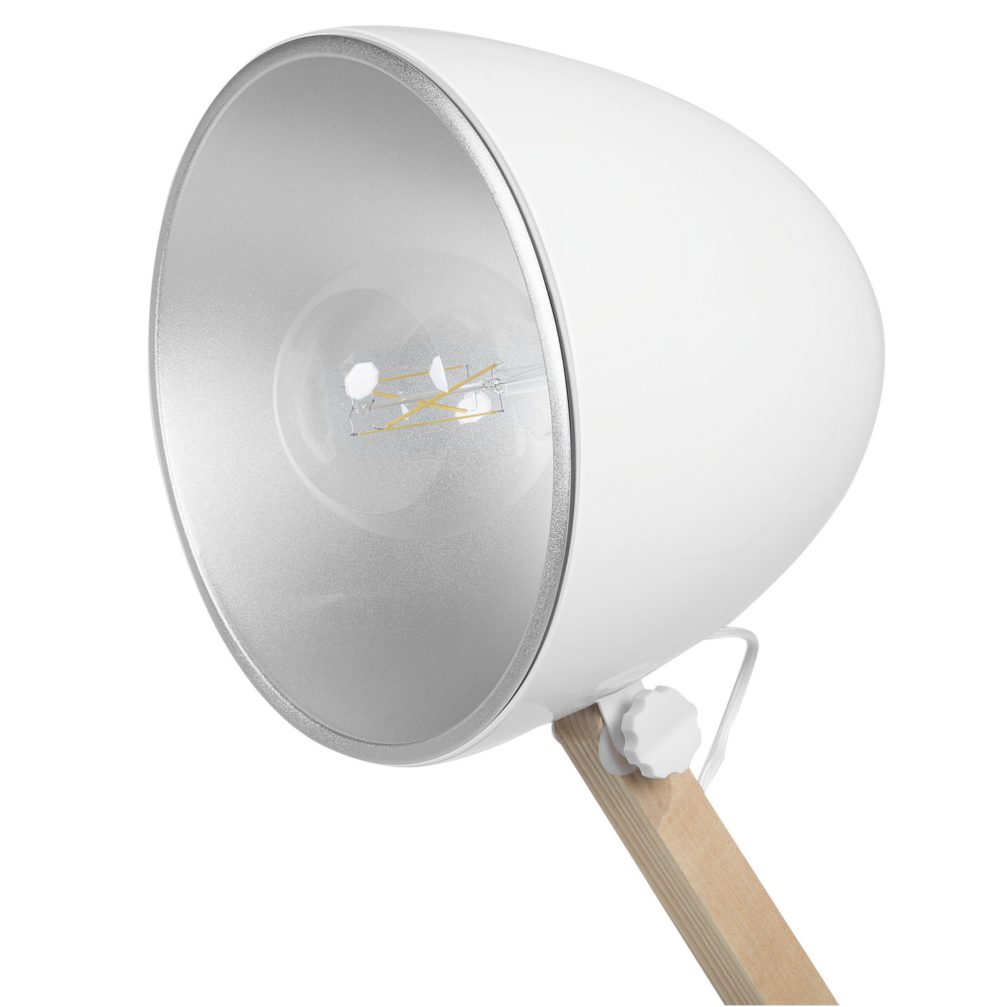 Stehlampe HETTON verstellbar Holz Weiss