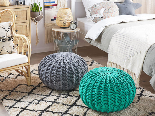 Pouf dunkelgrau ⌀ 50 cm CONRAD II