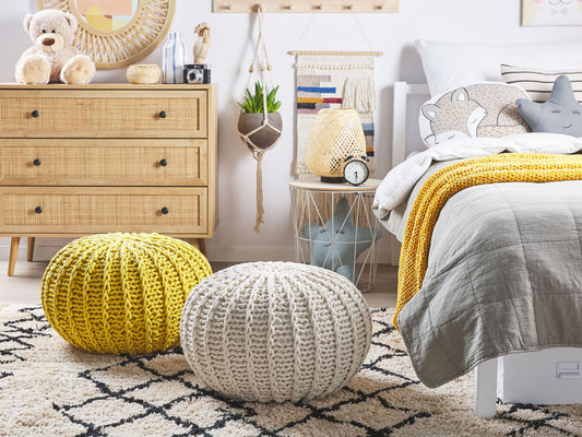 Pouf beige ⌀ 50 cm CONRAD II
